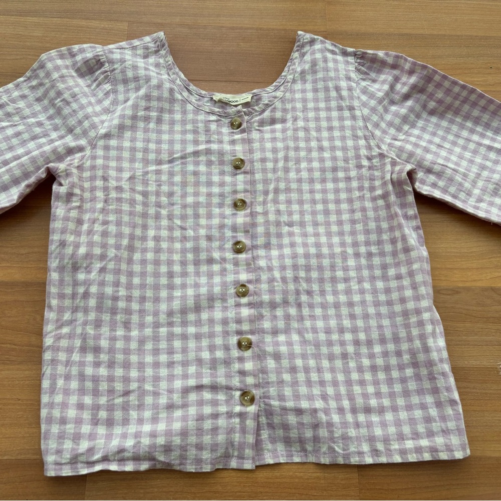 Women's Gingham Button-Up Blouse